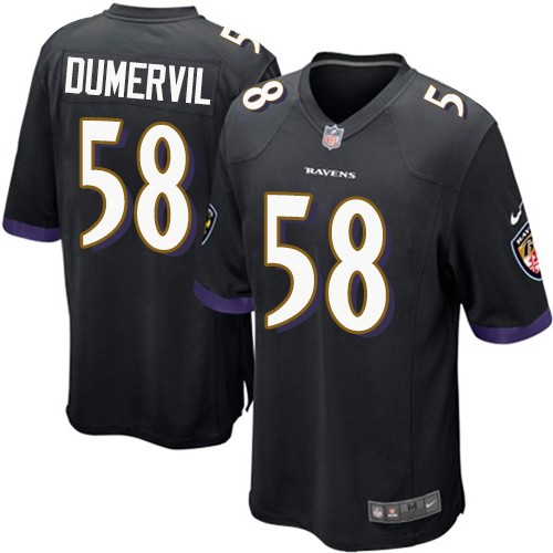Youth Game Elvis Dumervil Nike Jersey Black Alternate - #58 NFL Baltimore Ravens